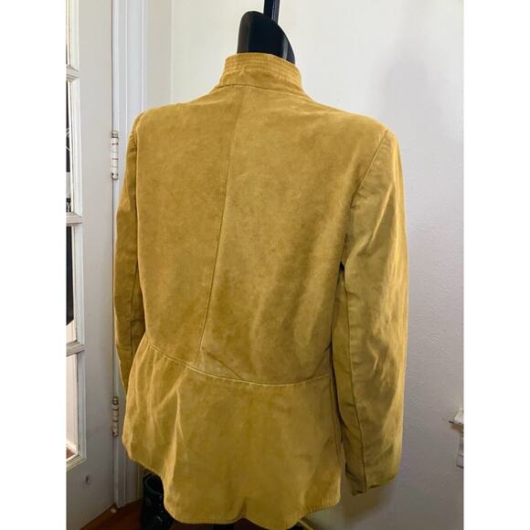 Vtg Suede Leather Jacket Structured Open Blazer Tan/Camel women SZ Med JORDACHE - Picture 5 of 13